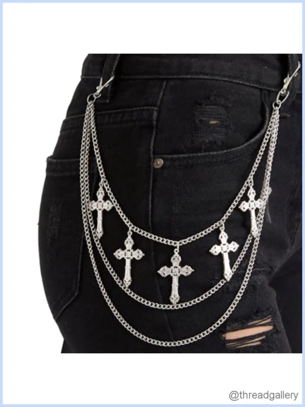 Punk Cross Wallet Chain Layered Gothic Belt Chain Jeans Accessory Alloy
